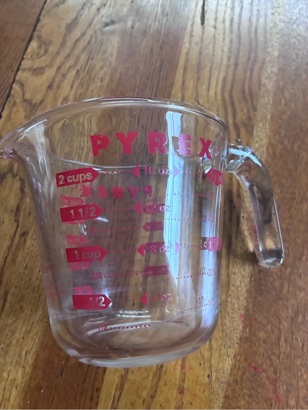 Glass Measuring Cup Set:  Pyrex 8 cups,  Pyrex 2 cups and 1 cup Anchor hocking